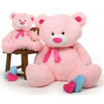 5 Feet Big Pink Teddy Bear with a Muffler